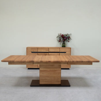 NordicStory Mesa de comedor extensible de madera maciza roble Bremen, 160-250 x 90 x 75 cm.