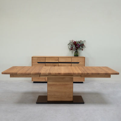 NordicStory Mesa de comedor extensible de madera maciza roble Bremen, 160-250 x 90 x 75 cm.