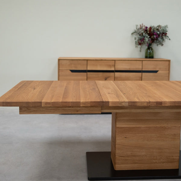 NordicStory Mesa de comedor extensible de madera maciza roble Bremen, 160-250 x 90 x 75 cm.