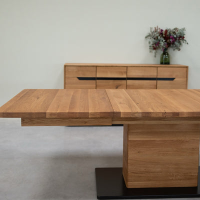 NordicStory Mesa de comedor extensible de madera maciza roble Bremen, 160-250 x 90 x 75 cm.