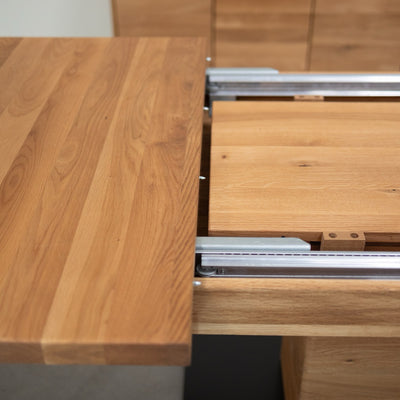 NordicStory Mesa de comedor extensible de madera maciza roble Bremen, 160-250 x 90 x 75 cm.