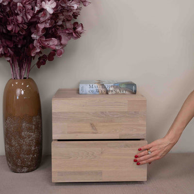 NordicStory Mesita de noche de madera maciza de roble sostenible