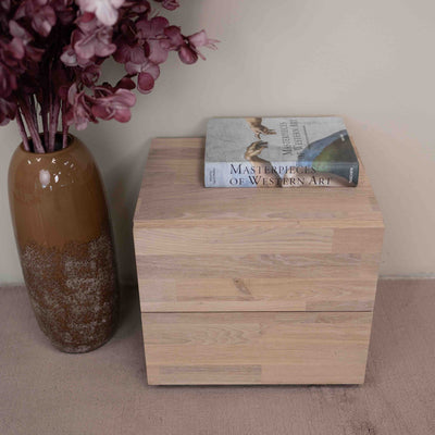 NordicStory Mesita de noche de madera maciza de roble sostenible