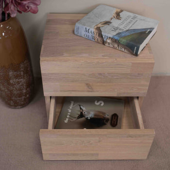 NordicStory Mesita de noche de madera maciza de roble sostenible