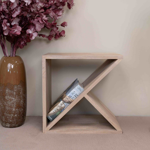 Mesa auxiliar, mesita de noche de madera maciza de roble Denmark