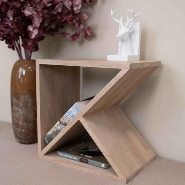 Mesa auxiliar, mesita de noche de madera maciza de roble Denmark