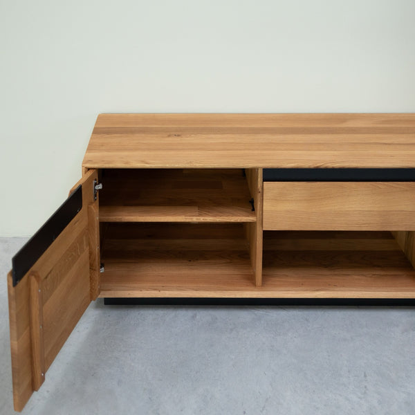 NordicStory Mueble de TV de madera maciza roble Bremen, 160 x 42 x 50 cm.