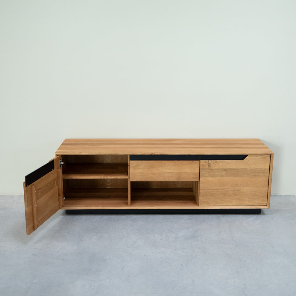 NordicStory Mueble de TV de madera maciza roble Bremen, 160 x 42 x 50 cm.