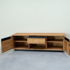 NordicStory Mueble de TV de madera maciza roble Bremen, 160 x 42 x 50 cm.