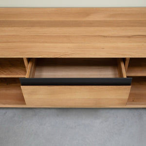 NordicStory Mueble de TV de madera maciza roble Bremen, 160 x 42 x 50 cm.