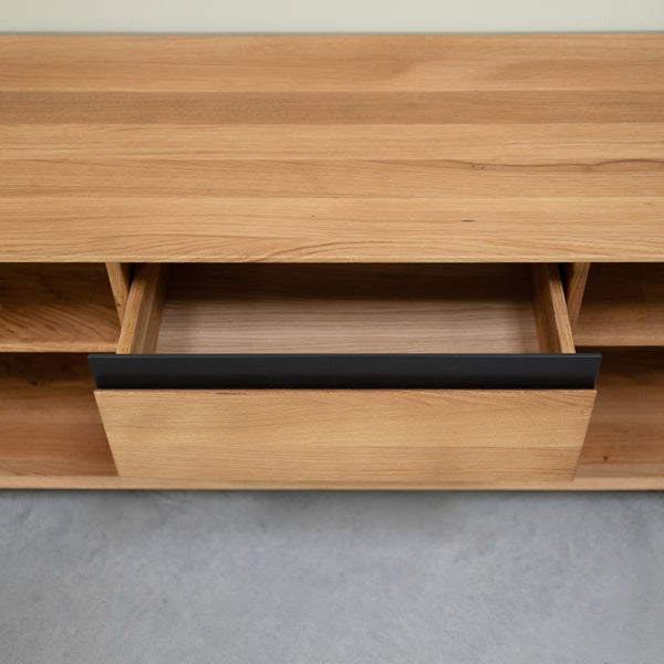 NordicStory Mueble de TV de madera maciza roble Bremen, 160 x 42 x 50 cm.