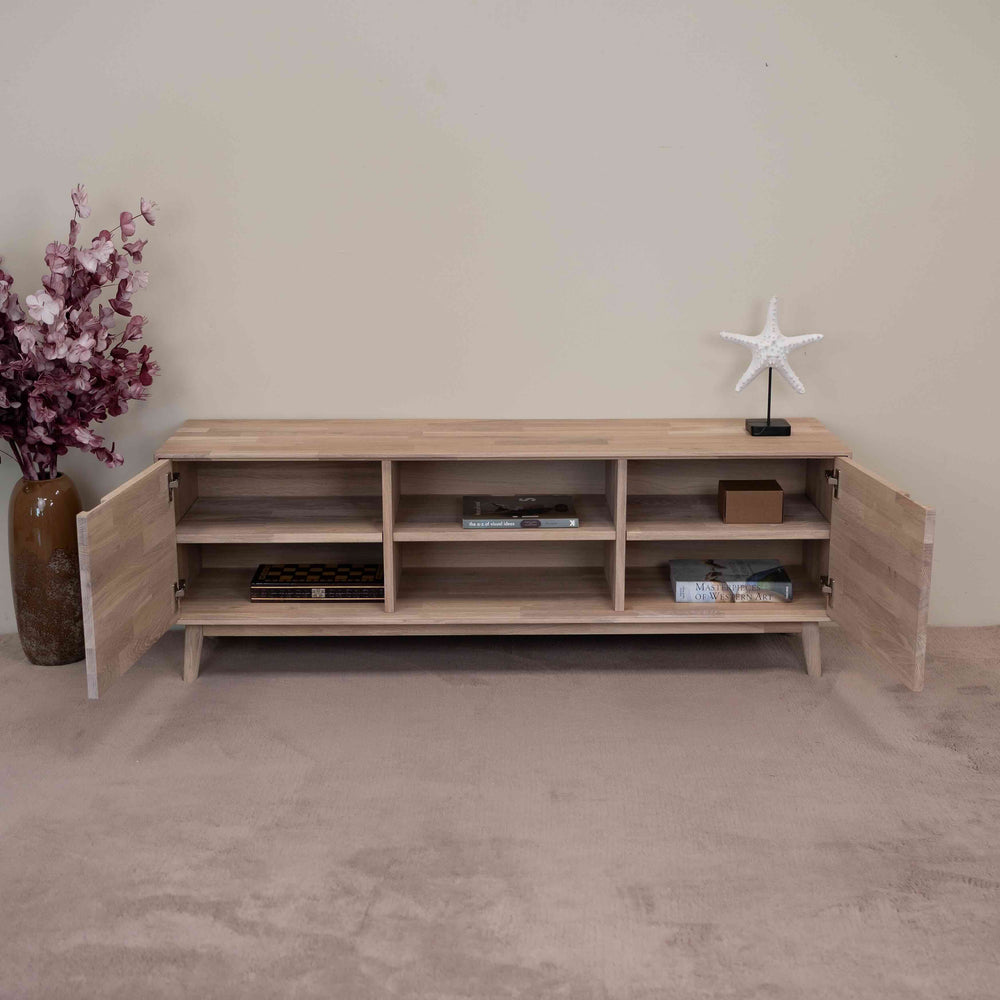 NordicStory Mueble de TV de madera maciza de roble sostenible