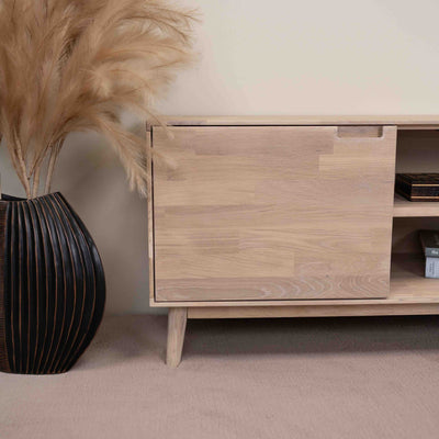 NordicStory Mueble de TV de madera maciza de roble sostenible