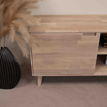 NordicStory Mueble de TV de madera maciza de roble sostenible