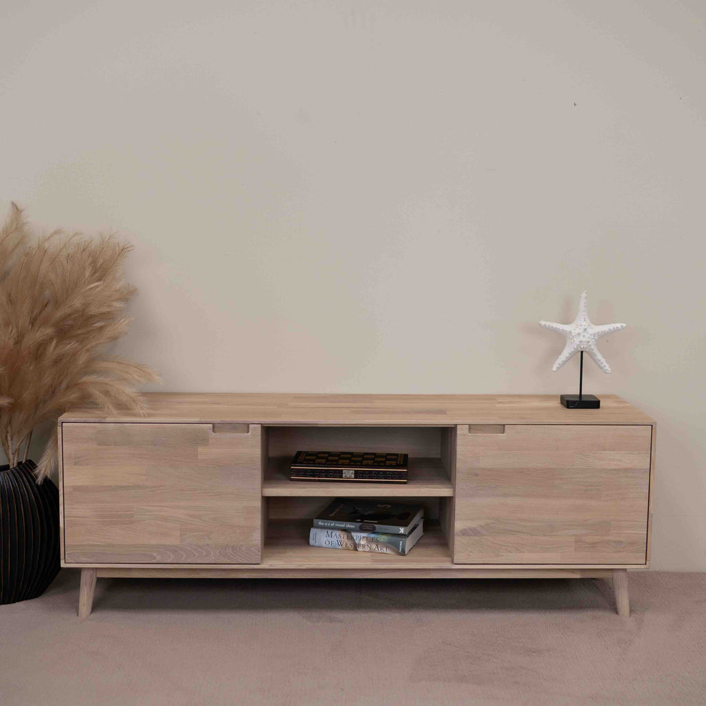 NordicStory Mueble de TV de madera maciza de roble sostenible