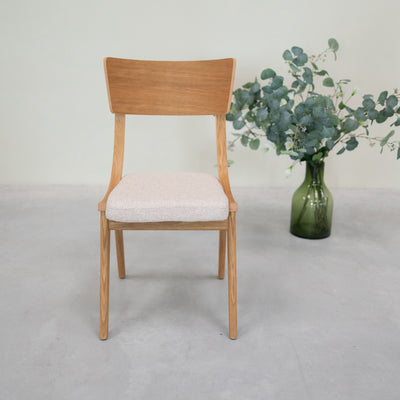 VESKOR Pack de 2 o 4 Sillas de Comedor de Madera Maciza de Roble Lucas, tapizado Gris o Beige