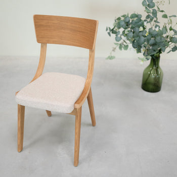 VESKOR Pack de 2 o 4 Sillas de Comedor de Madera Maciza de Roble Lucas, tapizado Gris o Beige