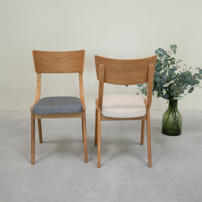 VESKOR Pack de 2 o 4 Sillas de Comedor de Madera Maciza de Roble Lucas, tapizado Gris o Beige