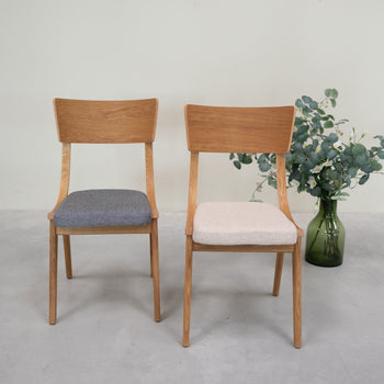 VESKOR Pack de 2 o 4 Sillas de Comedor de Madera Maciza de Roble Lucas, tapizado Gris o Beige