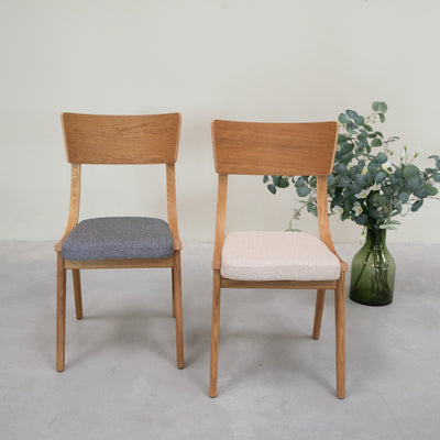 VESKOR Pack de 2 o 4 Sillas de Comedor de Madera Maciza de Roble Lucas, tapizado Gris o Beige