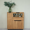 NordicStory Vitrina de madera maciza roble Bremen 3, 124 x 38 x 134 cm.