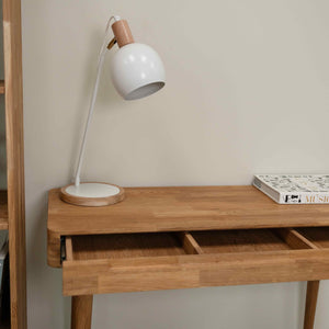 Mesa escritorio tocador de madera maciza de roble Escandi, 110 x 43 x 75 cm. | NordicStory