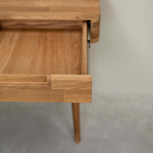 Mesa escritorio tocador de madera maciza de roble Escandi, 110 x 43 x 75 cm. | NordicStory