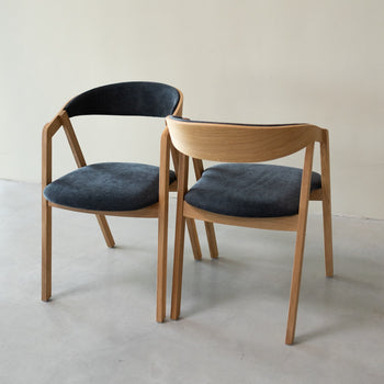 VESKOR Pack de 2 o 4 Sillas de Comedor de madera maciza de roble Knut, tapizado Beige/Gris Antracita