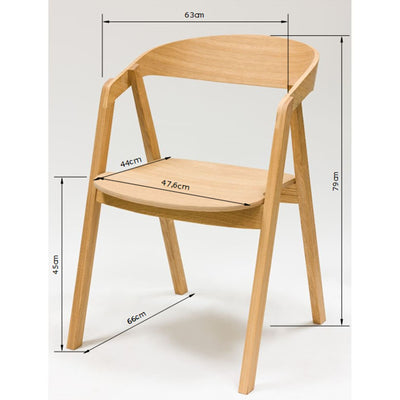 Veskor Pack de 2 o 4 Sillas de Comedor de Madera Maciza de Roble Knut Roble.Store