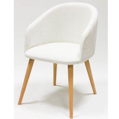 Veskor Sillón de roble macizo Ana, tapizado en blanco Roble.Store