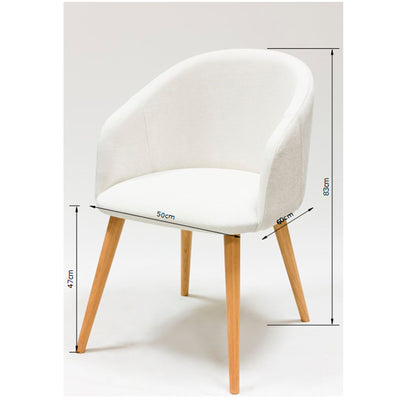 Veskor Sillón de roble macizo Ana, tapizado en blanco Roble.Store