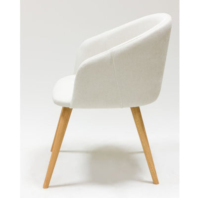 Veskor Sillón de roble macizo Ana, tapizado en blanco Roble.Store