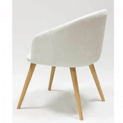 Veskor Sillón de roble macizo Ana, tapizado en blanco Roble.Store