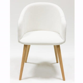 Veskor Sillón de roble macizo Ana, tapizado en blanco Roble.Store