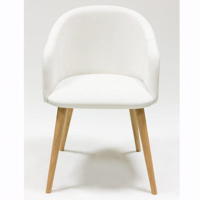 Veskor Sillón de roble macizo Ana, tapizado en blanco Roble.Store