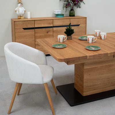 NordicStory Mesa de comedor extensible de madera maciza roble Bremen, 160-250 x 90 x 75 cm.