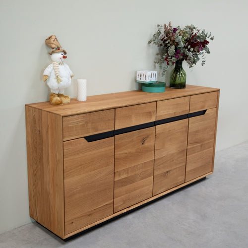 NordicStory Aparador de madera maciza roble Bremen, 180 x 42 x 90 cm.