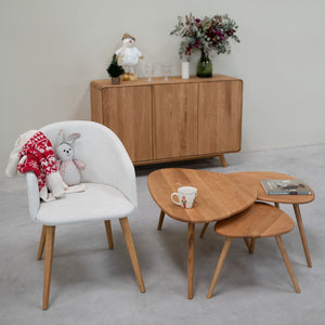 NordicStory Set de 3 mesas de centro apiables de madera maciza roble Geneva