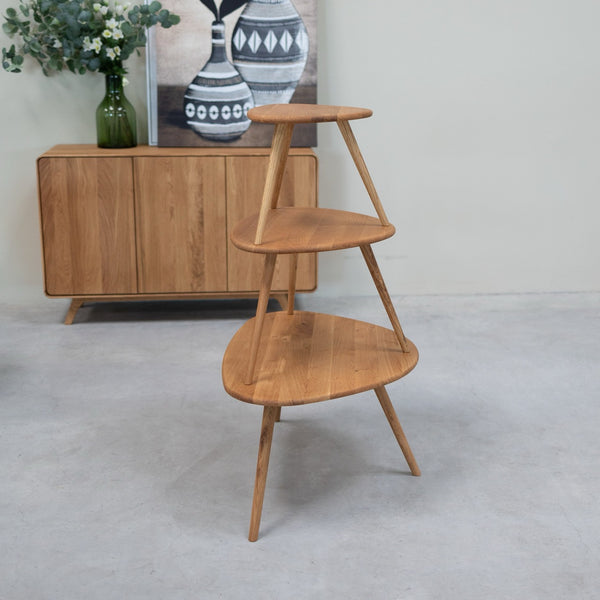 NordicStory Set de 3 mesas de centro apiables de madera maciza roble Geneva