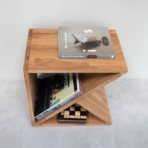 Mesa auxiliar, mesita de noche de madera maciza de roble Denmark
