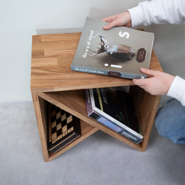 Mesa auxiliar, mesita de noche de madera maciza de roble Denmark