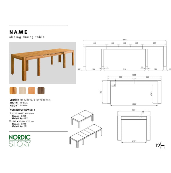 NordicStory Mesa extensible de comedor de madera maciza de roble XL