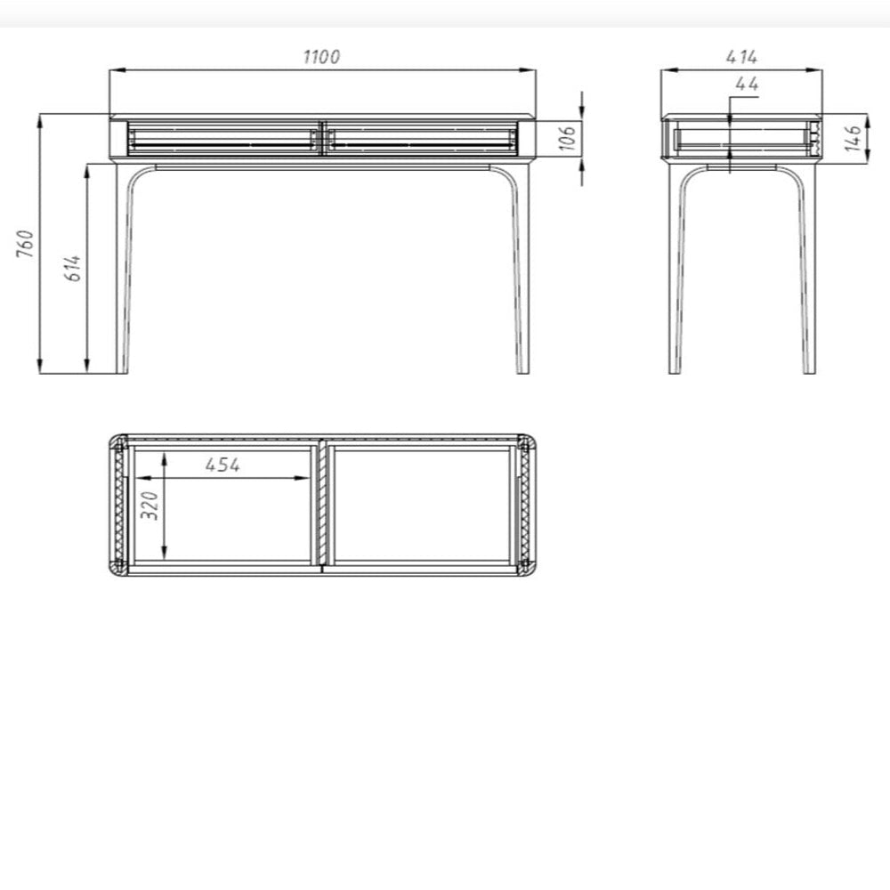 Mesa tocador de madera maciza roble Oxford 110x41.4x76 cm.