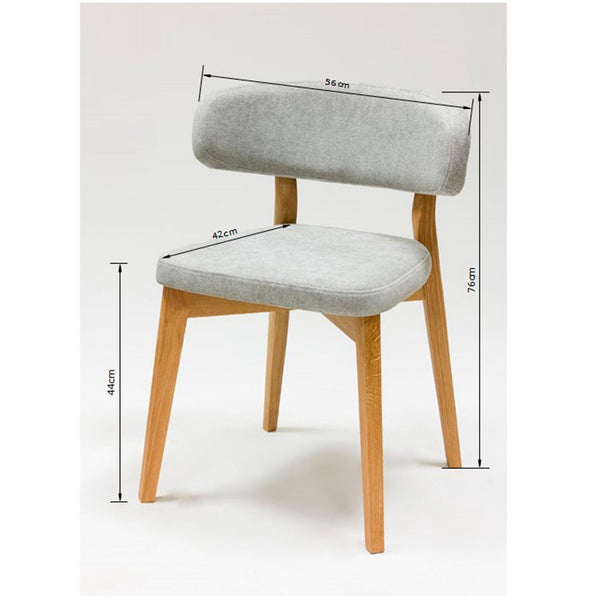Pack de 2 o 4 Sillas de Comedor de Madera Maciza de Roble Claus, tapizado Gris o Marron | VESKOR