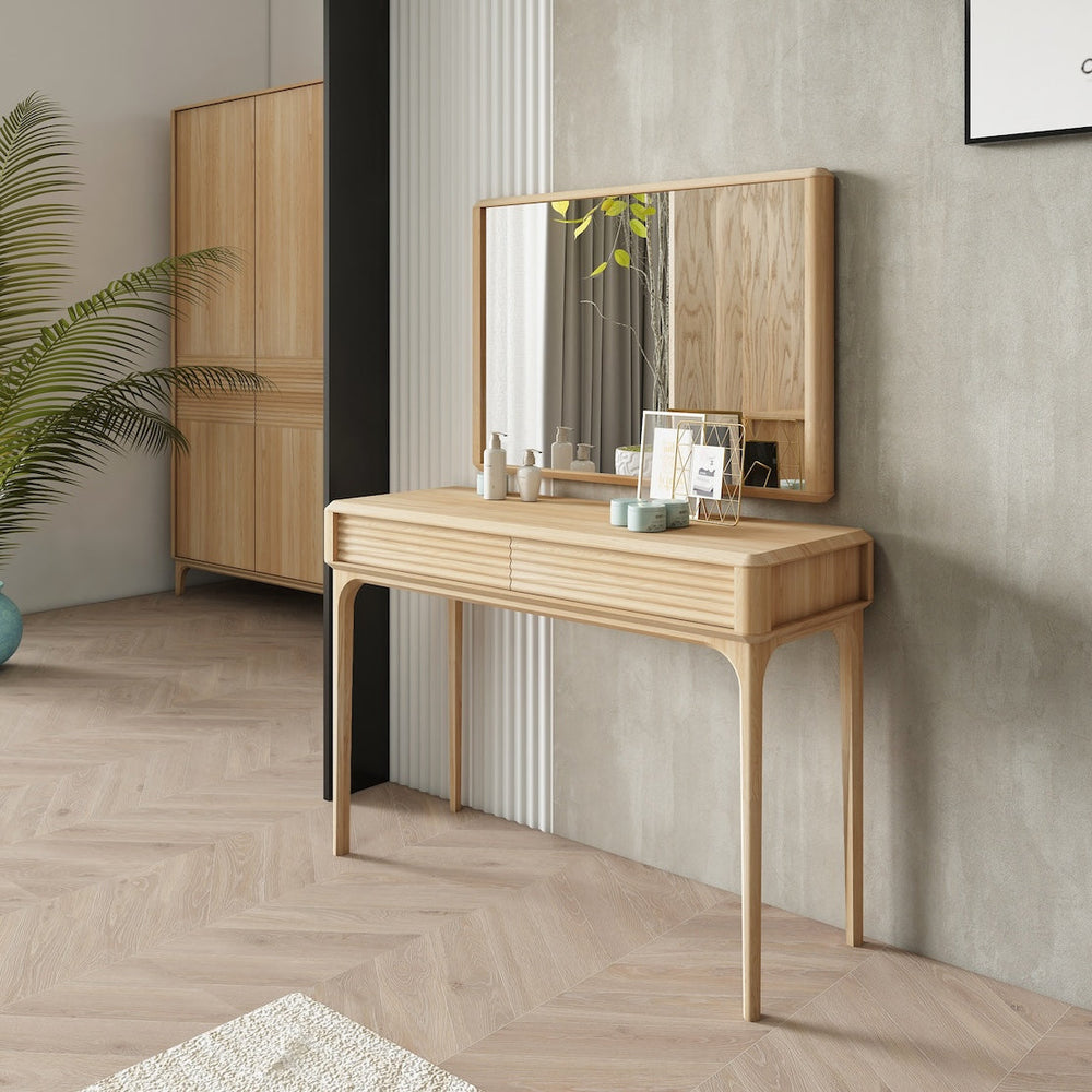 Mesa tocador de madera maciza roble Oxford 110x41.4x76 cm. | NordicStory