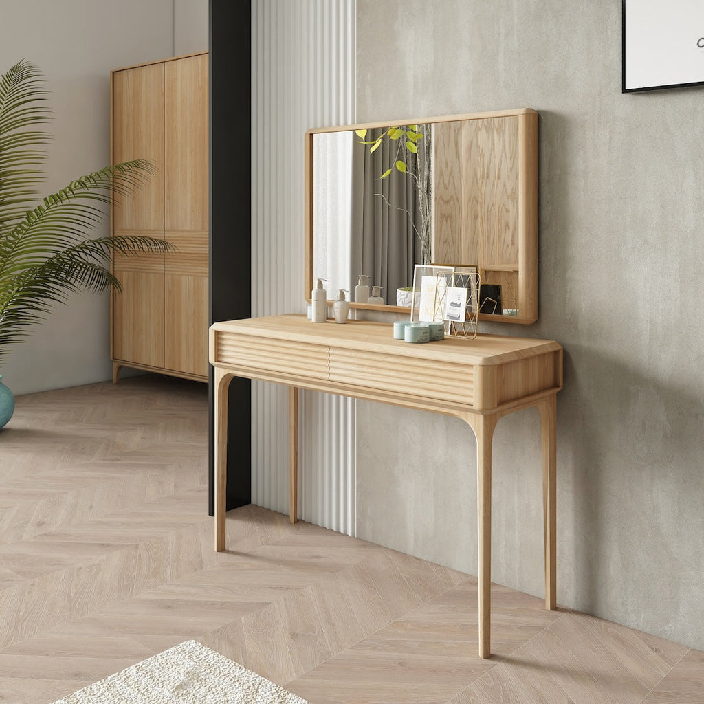 Mesa tocador de madera maciza roble Oxford 110x41.4x76 cm. | NordicStory