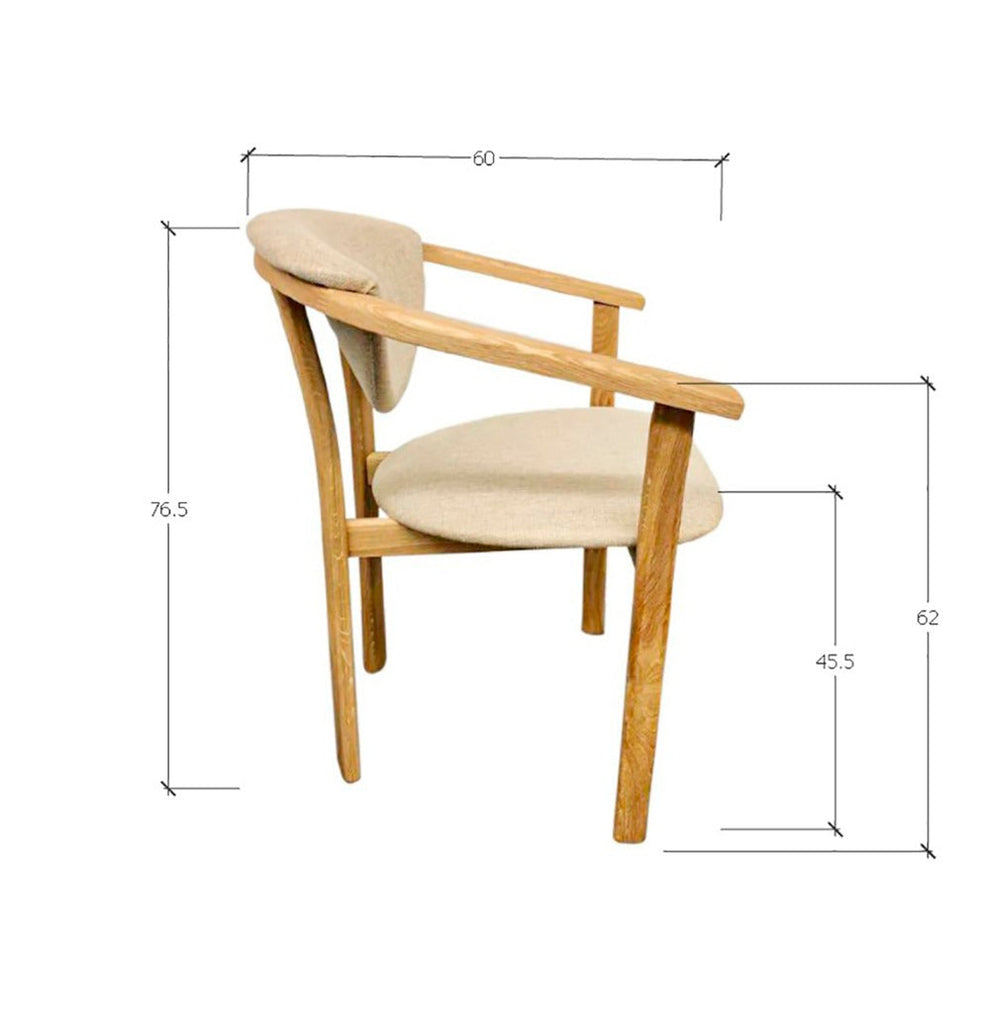 Pack de 2 o 4 Sillas de Comedor Alexis, Estructura de Madera Maciza de Roble, Tapizado en Color Beige | NordicStory