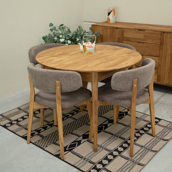 Pack de 2 o 4 Sillas de Comedor de Madera Maciza de Roble Claus, tapizado Gris o Marron | VESKOR