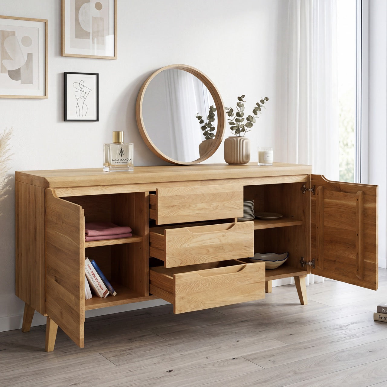 Cassettiera Vintage In Legno Di Pioppo Stile Coloniale Cinese – 5 Cassetti, 90x42x70 Cm, Fatta A Mano, Con Dettagli In Ottone