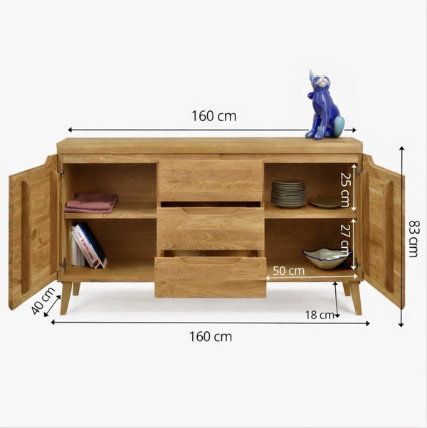 Sideboard aus massiver Eiche „Milan 3“ | NordicStory